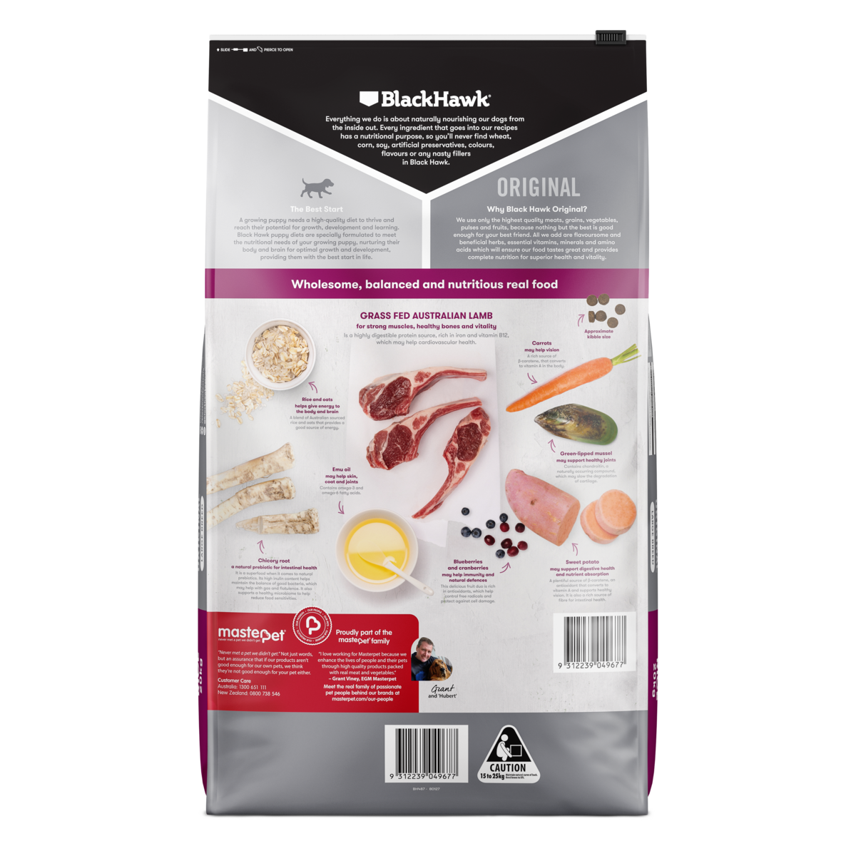 Black Hawk 20kg Lamb & Rice Food Large Puppy Diet