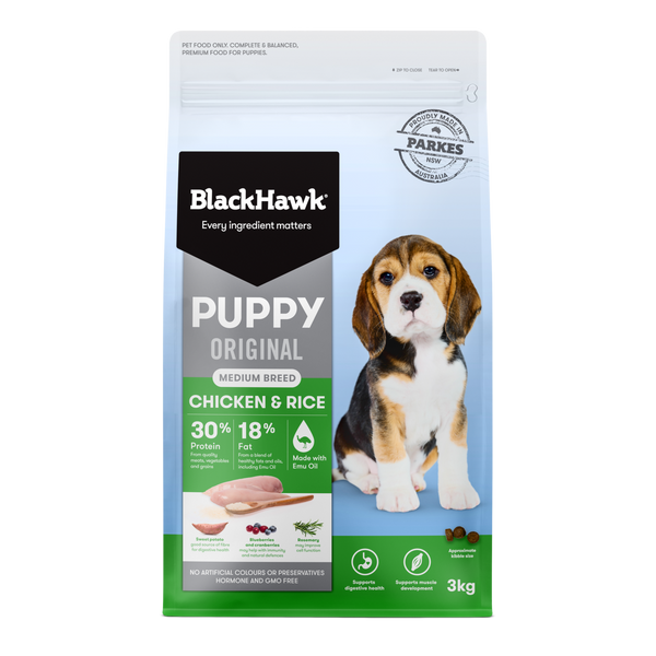 Black Hawk Original Puppy Chicken and Rice Medium Breed Dry Dog Food 20kg