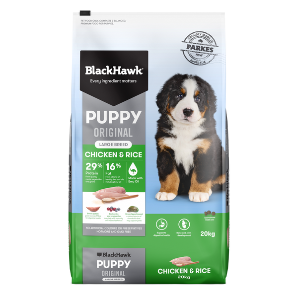 Black fashion hawk puppy chicken and rice 20kg