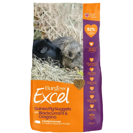 Burgess Excel Adult Blackcurrant & Oregano Guinea Pig Nuggets 1.5kg