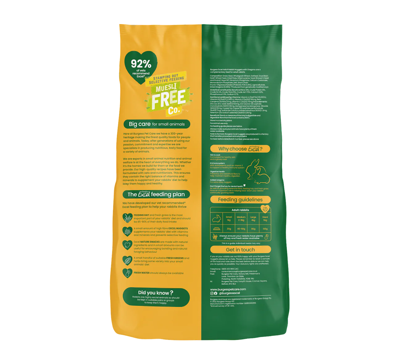Burgess Excel Adult Oregano Rabbit Nuggets 1.5kg