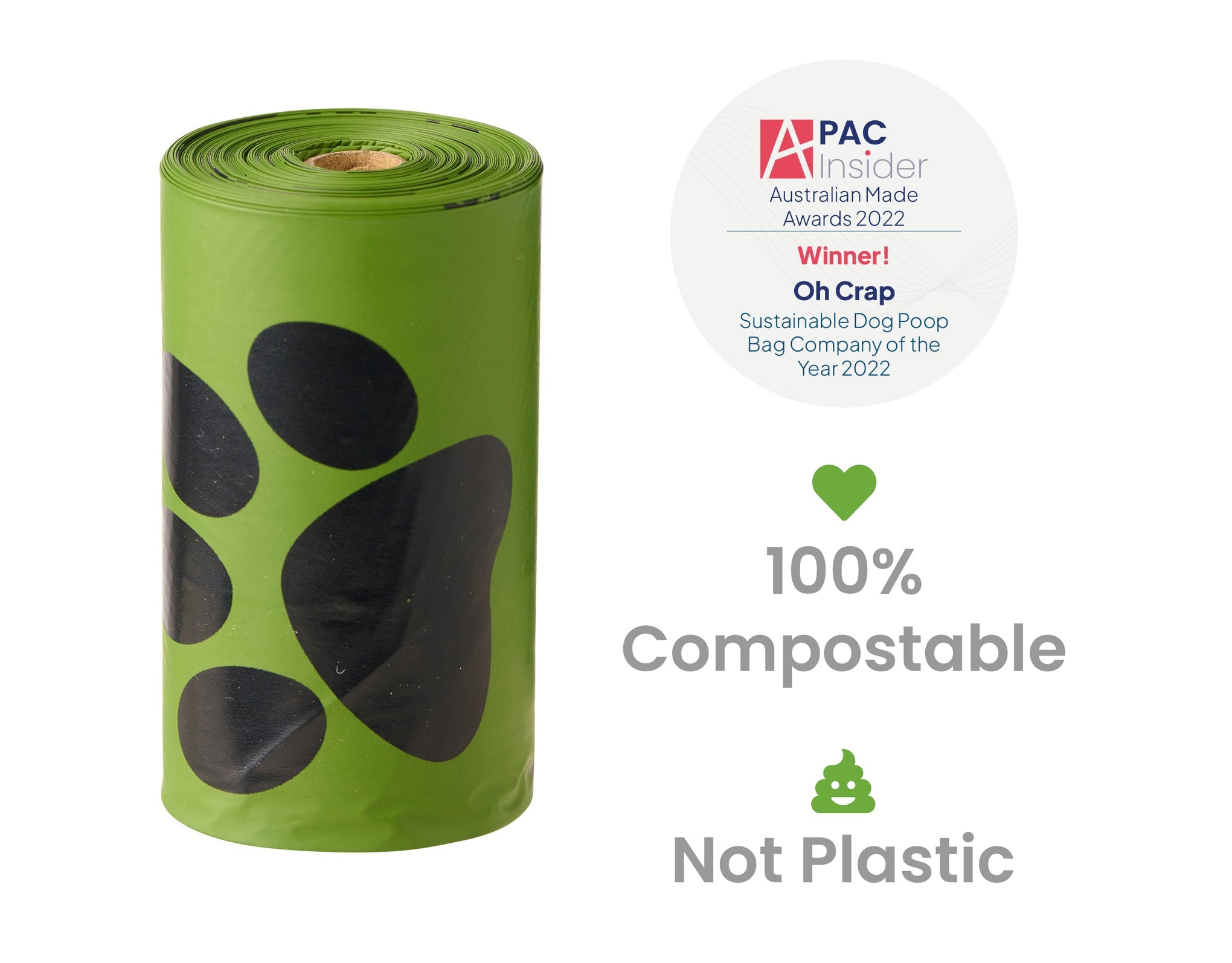 Oh Crap Compostable Dog Poop Bags 60 Pack