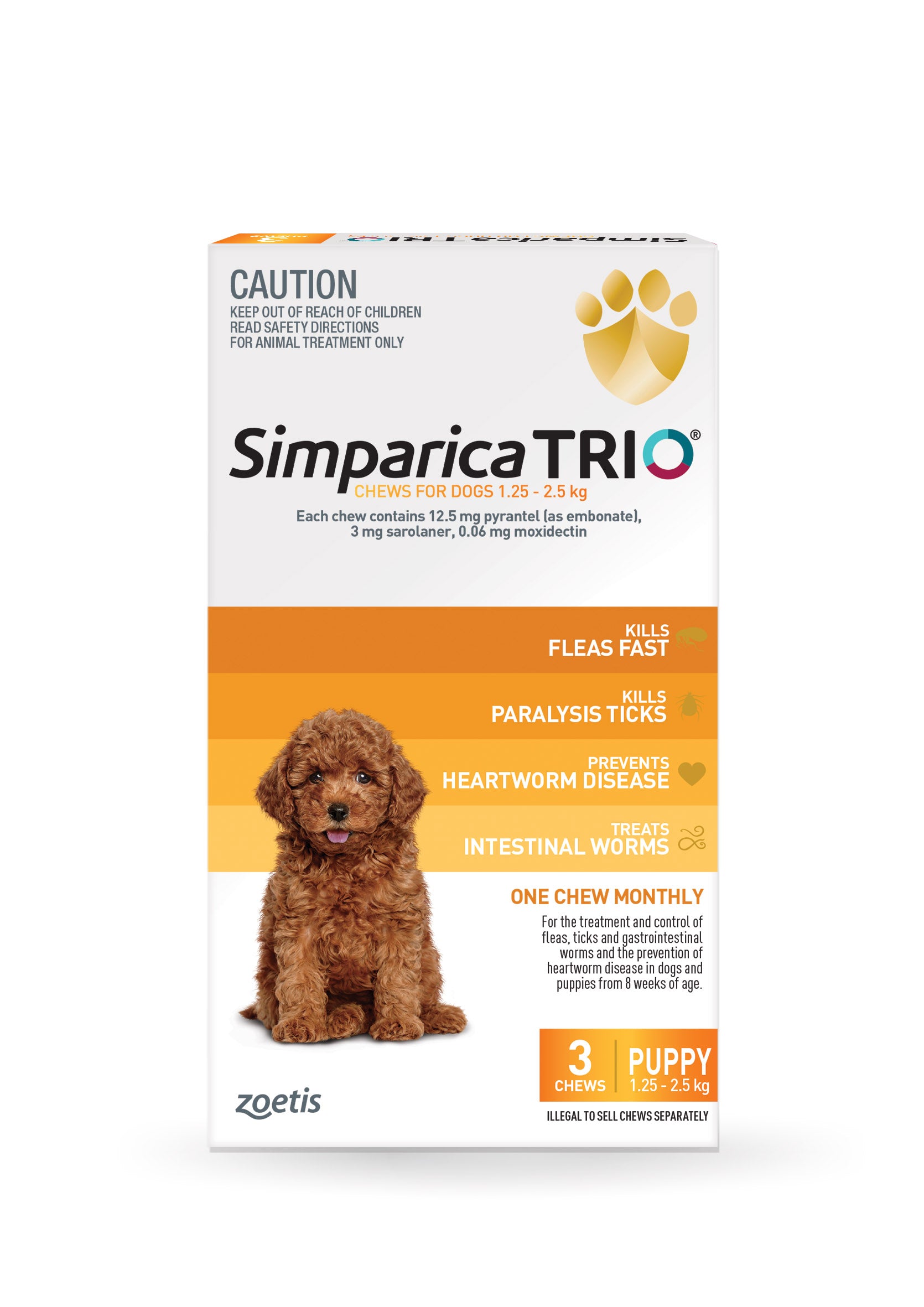 Simparica Trio Puppy Chews 1.3-2.5kg 3 Pack