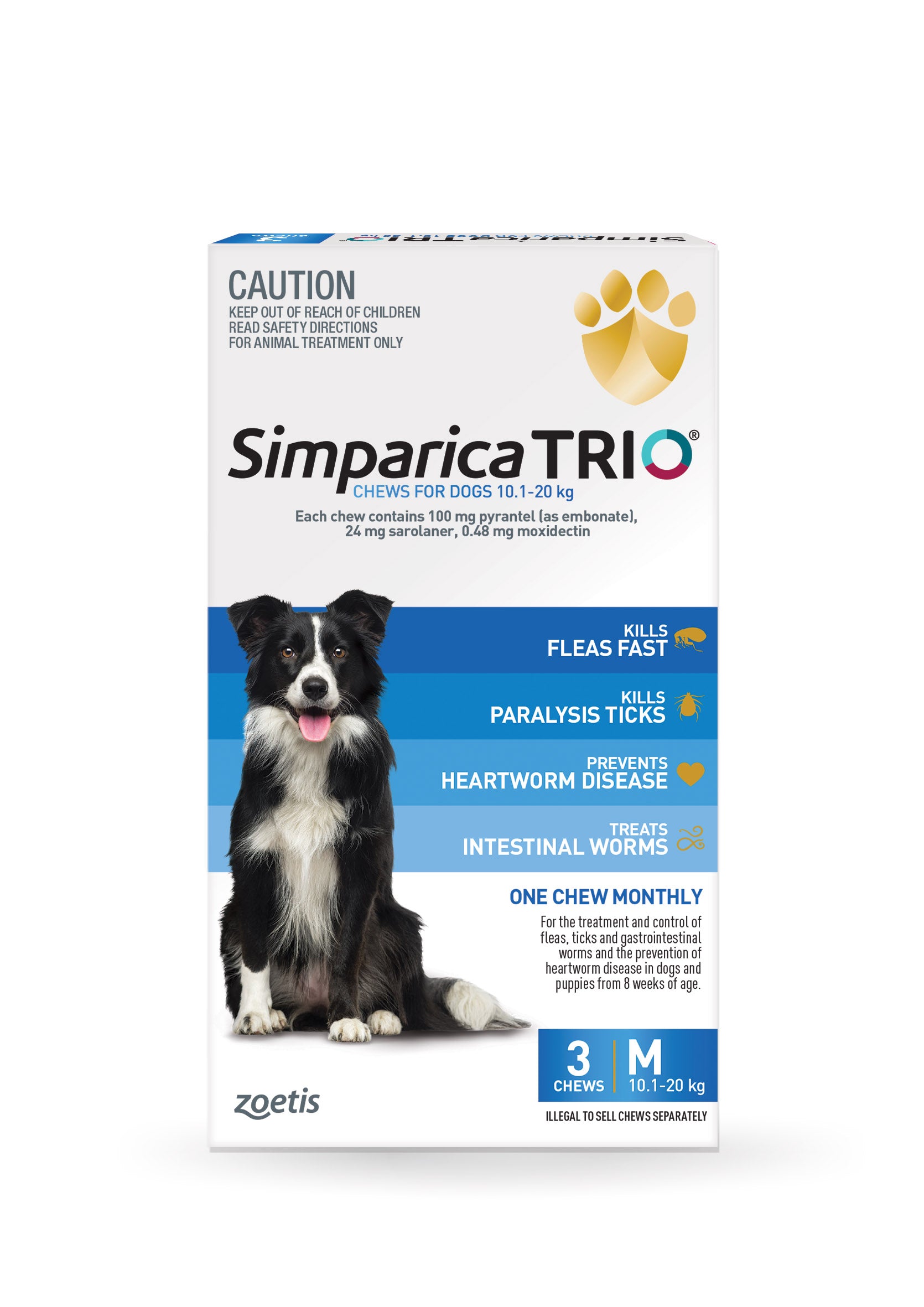 Simparica Trio Flea Tick Worm Protection for Dogs