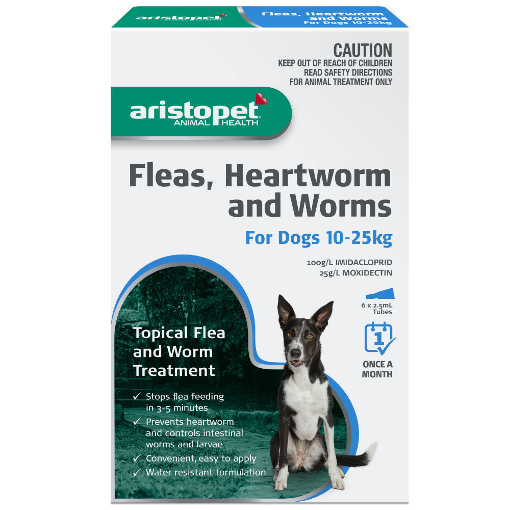 Aristopet Spot On Fleas, Heartworm and Worms For Dogs 10-25kg