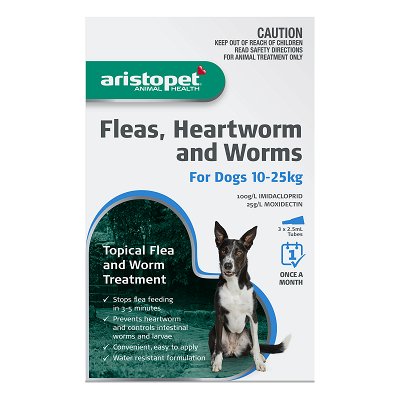 Aristopet Spot On Fleas, Heartworm and Worms For Dogs 10-25kg