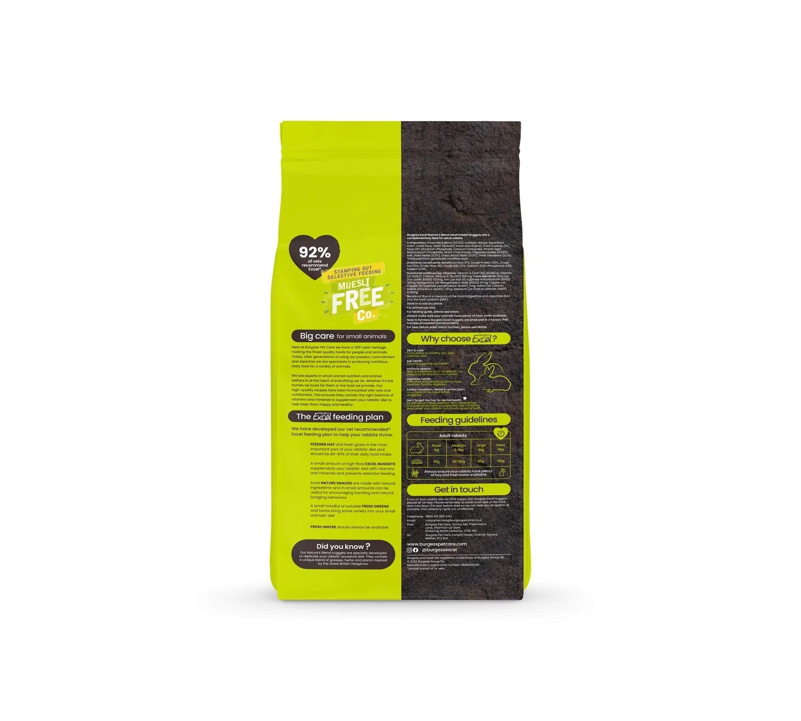 Burgess Excel Adult Nature's Blend Rabbit Nuggets 1.5kg