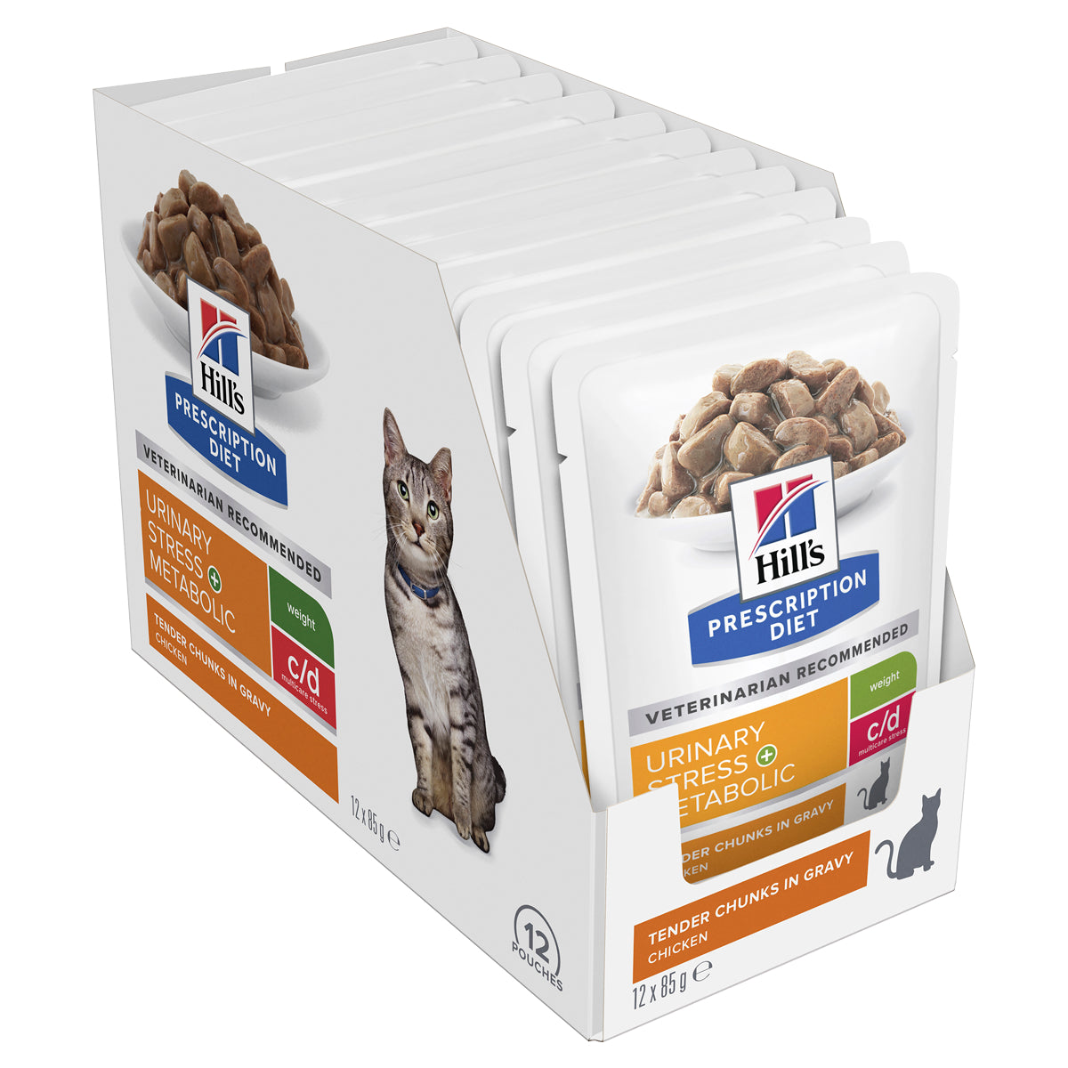 Hill's Prescription Diet c/d Multicare Stress Urinary Care + Metabolic Weight Cat Food Pouches 85g x 12