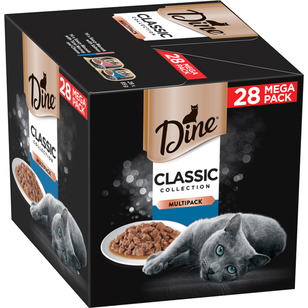 Dine Classic Collection Saucy Morsels with Salmon and Tuna Mornay Multipack Wet Cat Food 85g x 28